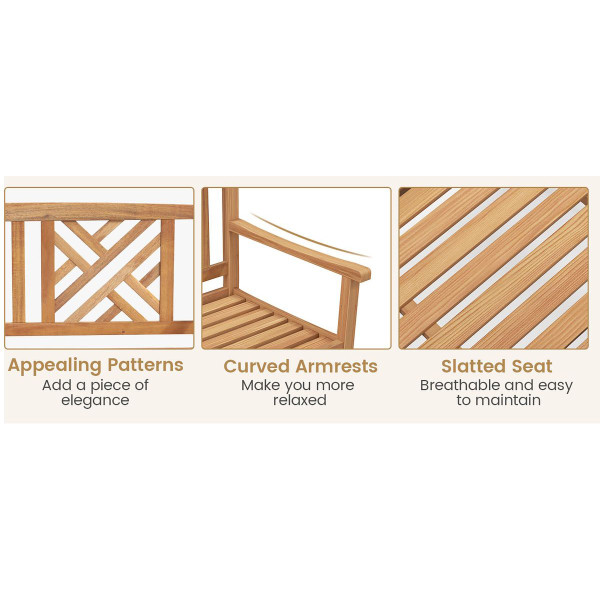 2-Person Acacia Wood Outdoor Slatted Bench product image