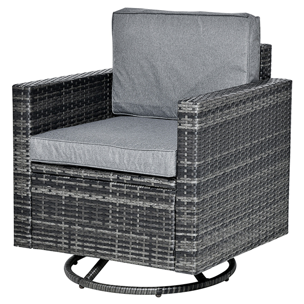 Outdoor Swivel PE Wicker Armchair with Thick Cushions product image