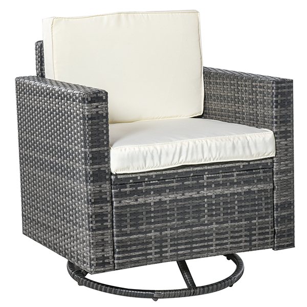 Outdoor Swivel PE Wicker Armchair with Thick Cushions product image