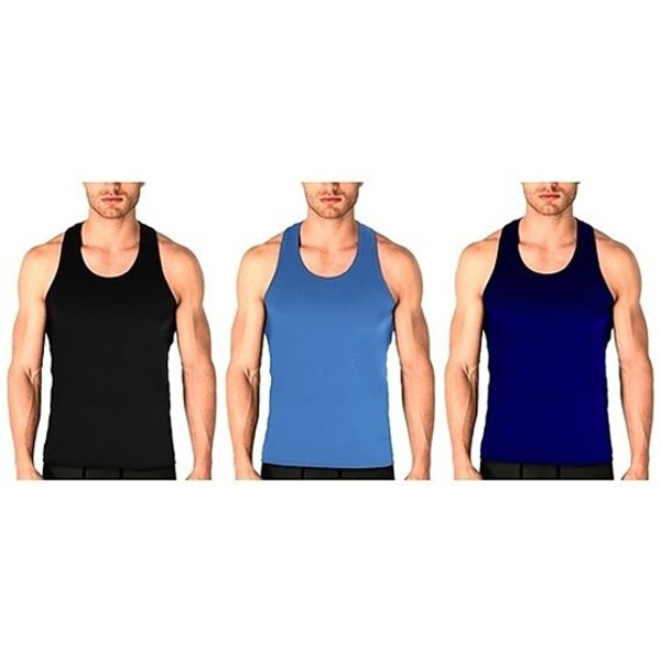 Men's Slim Fitting Cotton Ribbed Tank Tops (12-Pack) product image