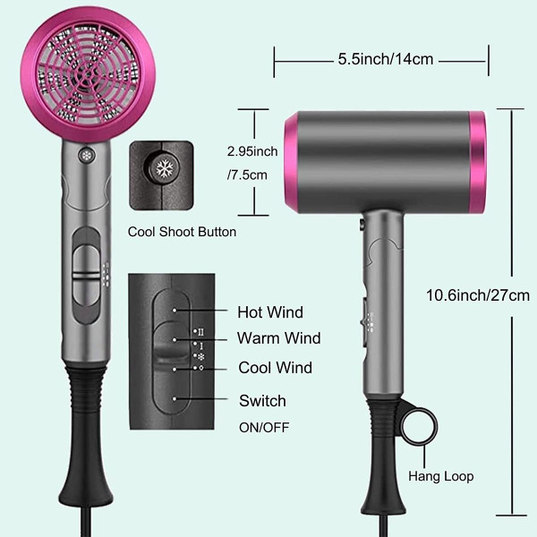 Professional 1800W Ionic Hair Blow Dryer with Attachments product image