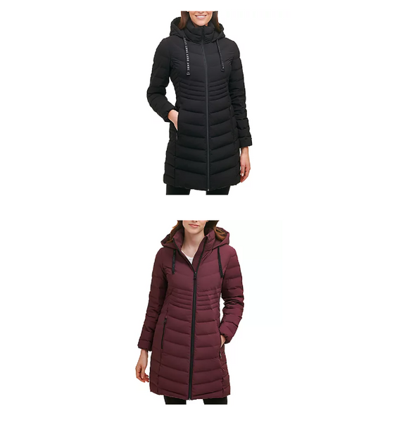 DKNY Women's Quilted Water Resistant Hooded Down Coat product image
