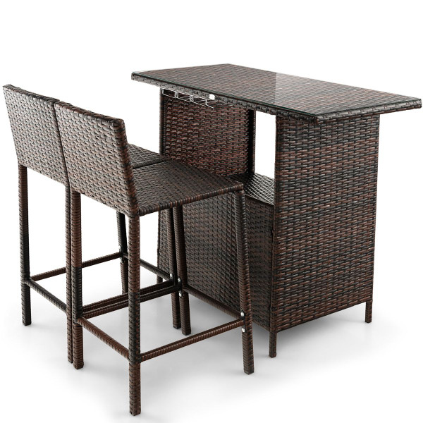 3-Piece Patio Wicker Bar Set product image