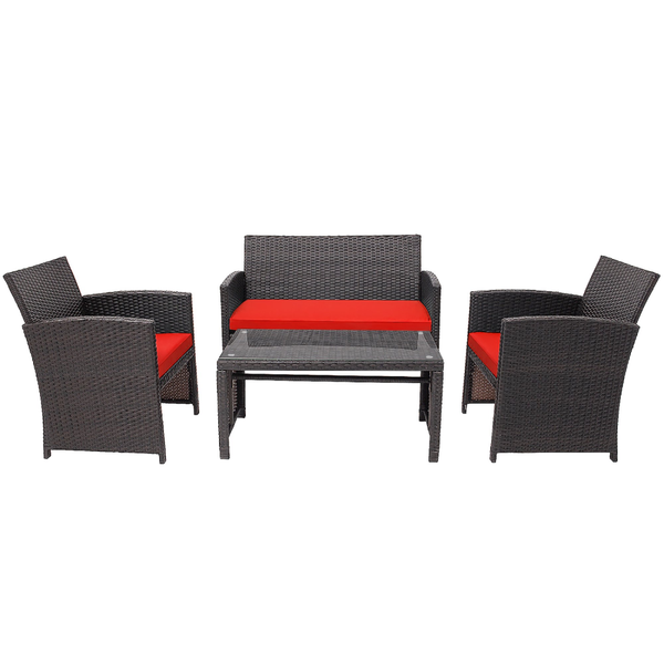 Rattan 4-Piece Curved Back Patio Furniture Set product image