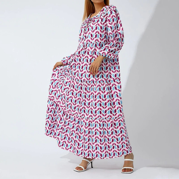 Puff Sleeve Boho Maxi Dress product image