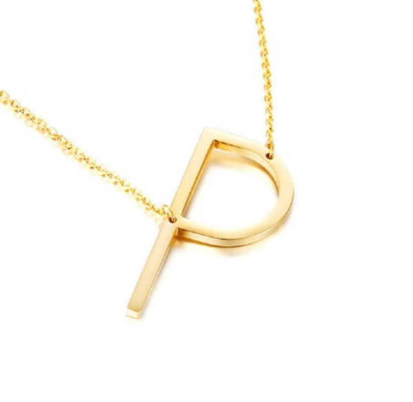 18K Gold-Plated Sideway Initial Necklace product image