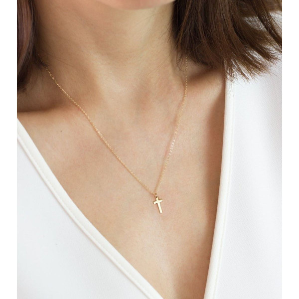 18K Gold-Plated Tiny Cross Necklace product image