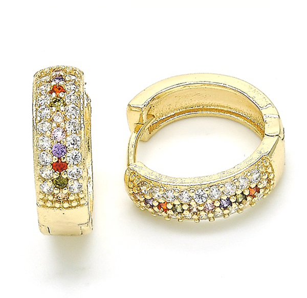 Gold-Plated Multicolor Cubic Zirconia Hoop Earrings product image