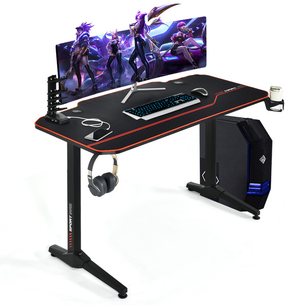 55-Inch Gaming T-Shaped Computer Desk with Full Desk Mouse Pad product image