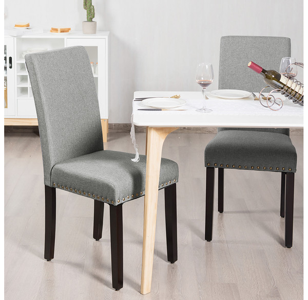 Fabric Upholstered Nailhead Trim Dining Chairs (Set of 2) product image