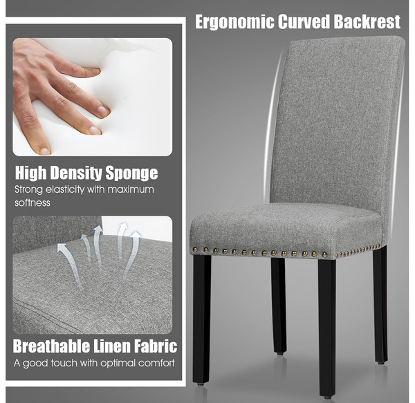 Fabric Upholstered Nailhead Trim Dining Chairs (Set of 2) product image