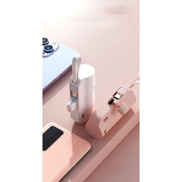 2-in-1 Keychain 5,000mAh Power Bank with Dual Charging Cord product image