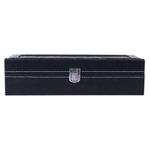 6-Compartment Leather Watch Collection Storage Box, Black product image