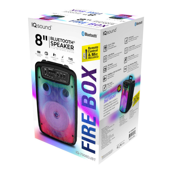 IQ Sound® 8" Bluetooth Speaker TWS Fire Box, IQ-7008DJBT product image