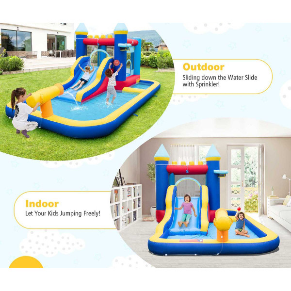 6-in-1 Inflatable Bounce House Castle Splash Pool with Blower product image