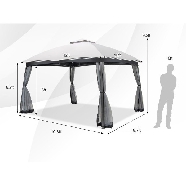 10 x 12-Foot Double-Vent Canopy with Privacy Netting & 4 Sandbags product image
