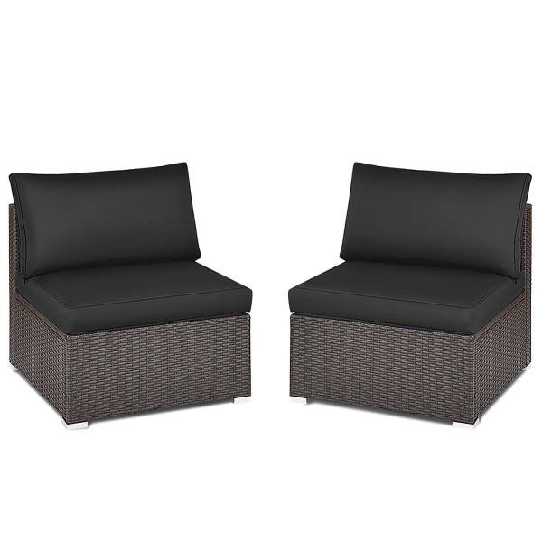 2-Piece Patio Rattan Armless Sofa Sectional Furniture Set product image