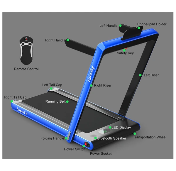 Superfit 2.25HP 2-in-1 Folding Treadmill with Bluetooth Speaker product image