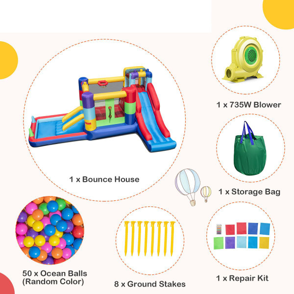 Kids' Inflatable Bounce House with 680W Blower & Ball Pit product image