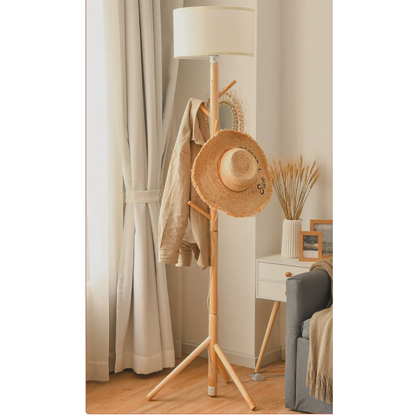 Modern Wood Tripod Standing Floor Lamp Coat Rack Pick Your Plum
