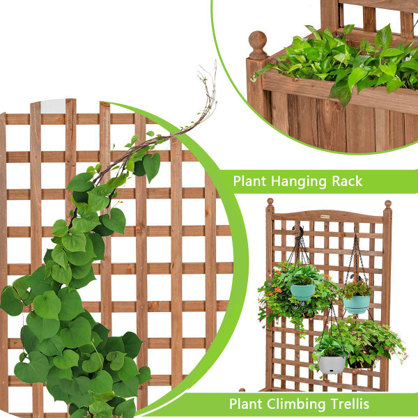 50-Inch Wood Planter Box with Trellis product image