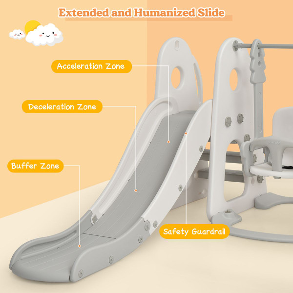 Toddlers' 6-in-1 Slide and Swing Set with Ball Games, White product image