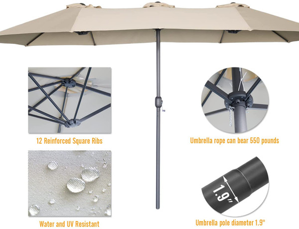 Outdoor 15' X 9' Double-sided Patio Umbrella product image
