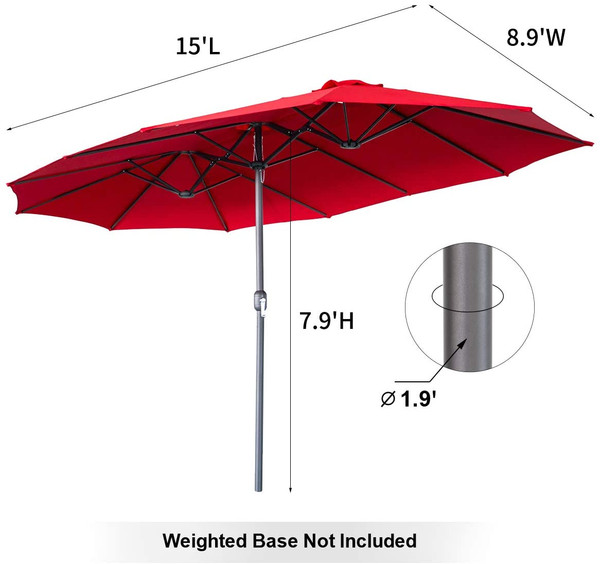 Outdoor 15' X 9' Double-sided Patio Umbrella product image