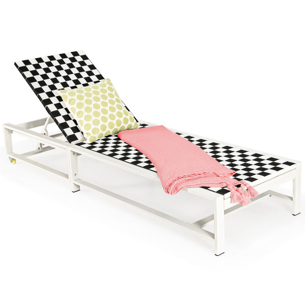 Outdoor Adjustable Patio Chaise Lounge Chair with Wheels & Sturdy Metal Frame product image