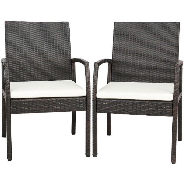 2- or 4-Piece Patio Wicker Dining Armchair Set with Soft Zippered Cushion product image