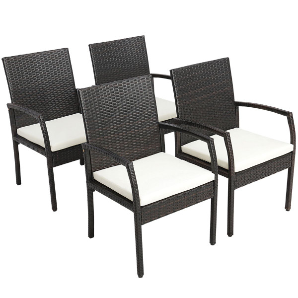 2- or 4-Piece Patio Wicker Dining Armchair Set with Soft Zippered Cushion product image