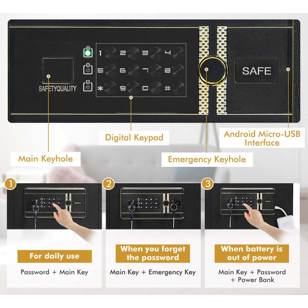 1.25-Cubic-Foot Steel Electronic Safe Box with Keypad & Key product image