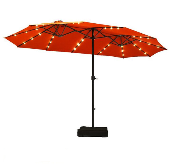 15-Foot Solar LED Double Patio Umbrella with Crank product image