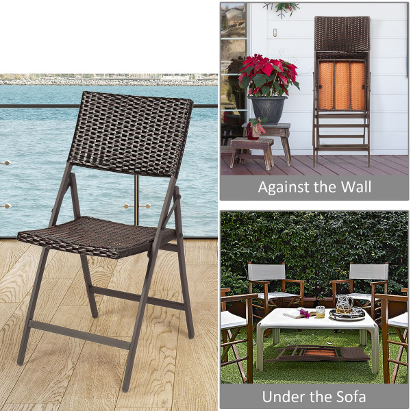 Folding Rattan Portable Dining Chairs (Set of 2) product image