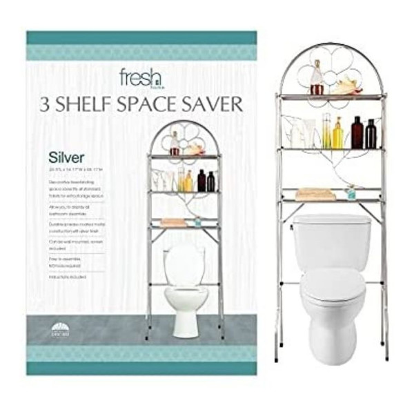 Metal Flower 3-Shelf Space-Saving Bathroom Organizer product image