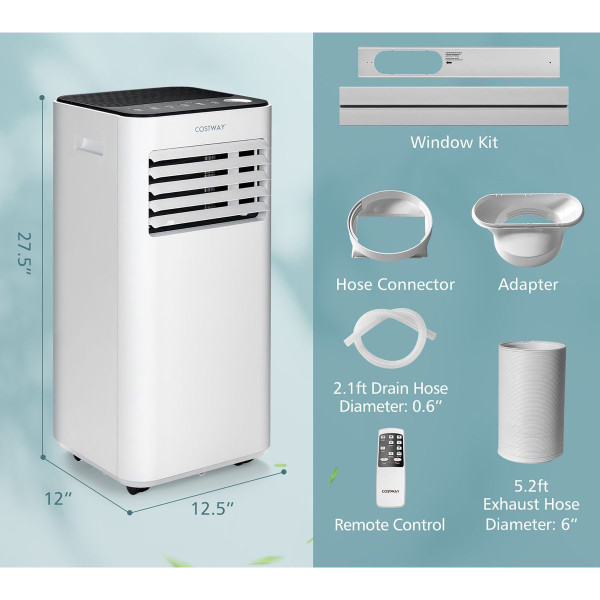 8,000BTU Portable Air Conditioner with Dehumidifier and Remote product image