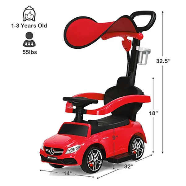 Kids' 3-in-1 Mercedes Benz Ride-on Sliding Car with Canopy product image