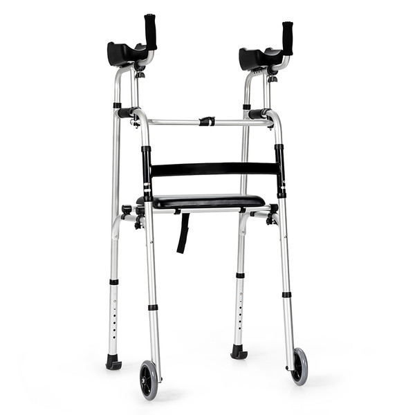 Foldable Aluminum Alloy Walker with Seat & Armrests product image