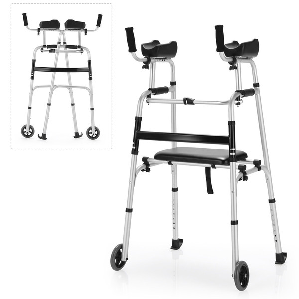 Foldable Aluminum Alloy Walker with Seat & Armrests product image Foldable Aluminum Alloy Walker with Seat & Armrests product image