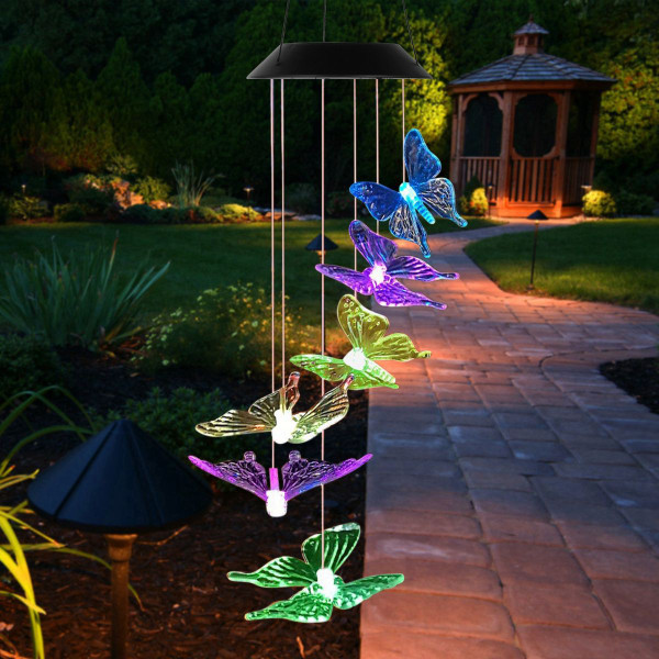 Solarek® Butterfly LED Solar Wind Chime, Color-Changing product image