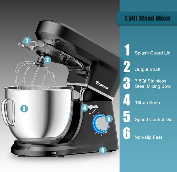 GZMR 7.5 Qt Tilt-Head Stand Mixer with Dough Hook 7.5-Quart 6