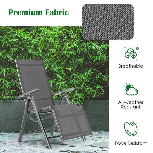 Outdoor Folding Lounge Chair with 7 Adjustable Backrest & Footrest Positions product image