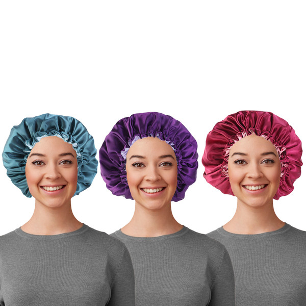 Women's Double Layer Reversible Satin Hair Bonnet (3-Pack) product image