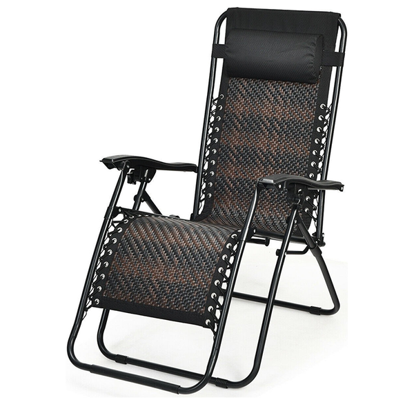 Zero Gravity Rattan Folding Lounge Chair product image