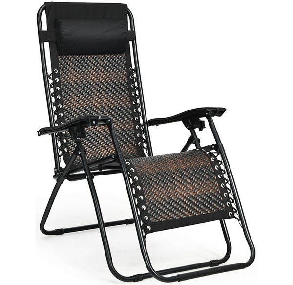 Zero Gravity Rattan Folding Lounge Chair product image