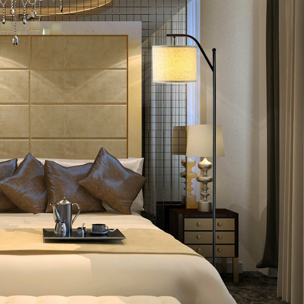 Standing Arc Modern Floor Lamp with Fabric Hanging Lamp Shade product image