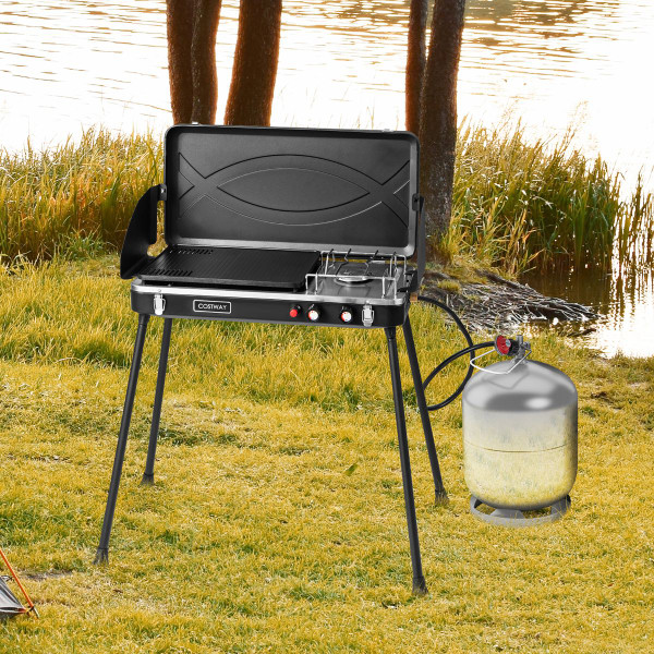 2-in-1 Gas Camping Grill and Stove with Detachable Legs product image