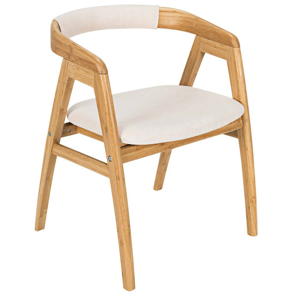 Bamboo Upholstered Dining Chair with Curved Back product image