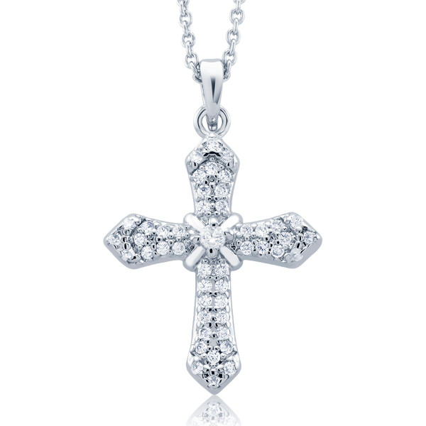 18K White Gold Necklaces with Triple AAA Cubic Zirconia Pendant product image