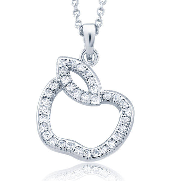 18K White Gold Necklaces with Triple AAA Cubic Zirconia Pendant product image